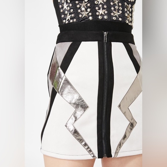 NWT Wild Honey Metallic Panel Mini Skirt Modern Chic Night Out Statement Size M - Picture 3 of 14